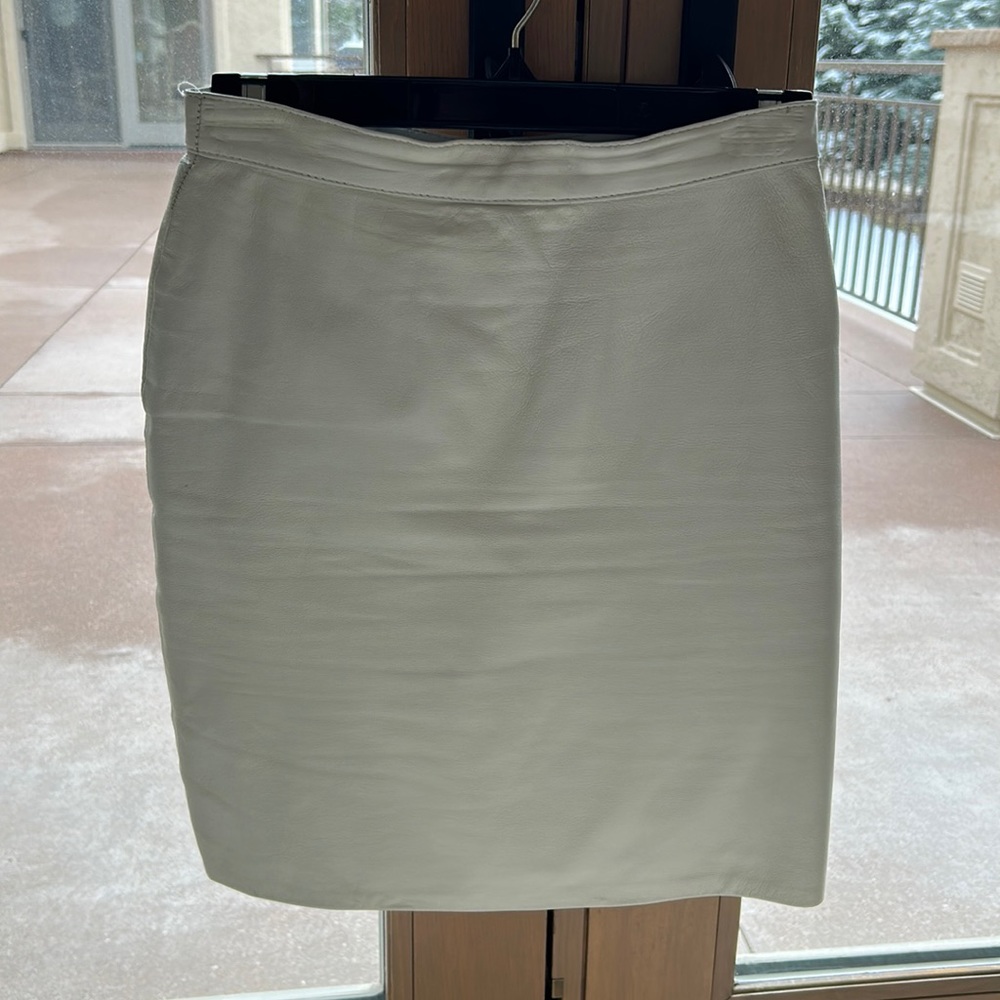White leather midi skirt